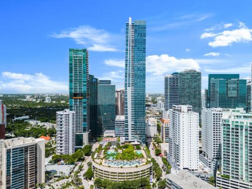 an aerial view of a city with tall buildings at Live the Miami Experience in an Exclusive Condo 4S in Miami