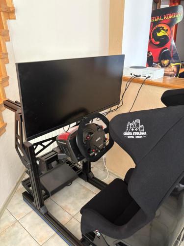TV a/nebo společenská místnost v ubytování Chata Stołowa - Game Room - Bilard, SimRacing, Arcade