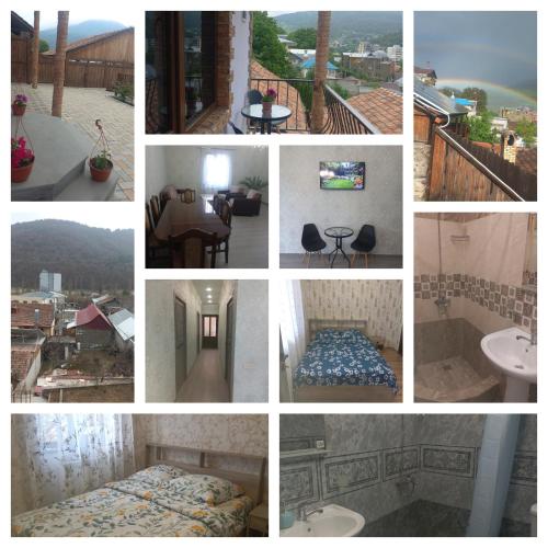 a collage of photos of a hotel room at Violet guest house in Dilijan
