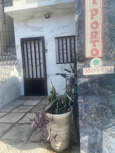 una pianta in un vaso di fronte a un edificio di Flat Porto a Porto De Galinhas