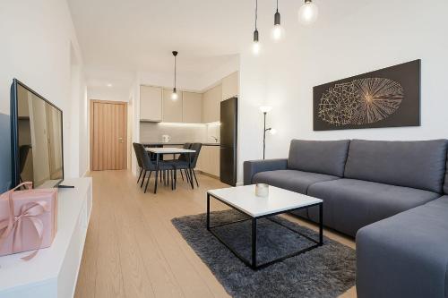 Televisyen dan/atau pusat hiburan di Belgrade Waterfront Nomad Luxury Apartments