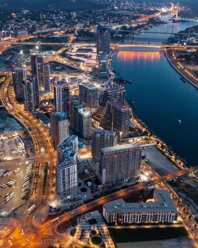 Pemandangan umum bagi Belgrade atau pemandangan bandar yang diambil dari hotel