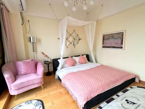 Katil atau katil-katil dalam bilik di Azure Haven Seaview Suites Shilaoren Coast