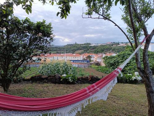 amaca appesa a un albero in un giardino di Family House with Sea View in Angra do Heroísmo ad Angra do Heroísmo
