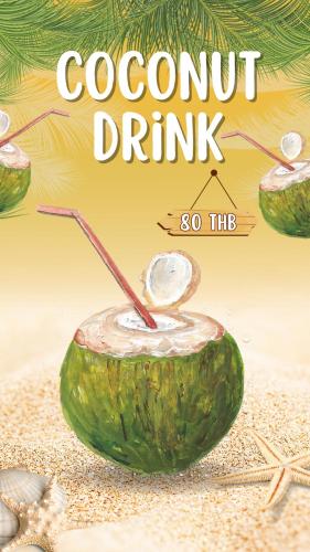 a cocktail in a coconut drink in the sand at Better View Koh Yao Yai in Ko Yao Yai