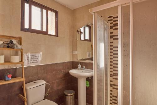 a bathroom with a toilet and a sink at Alojamiento Rural Casilla Miguelin in Montilla