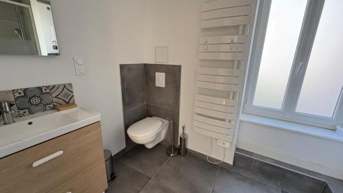 une salle de bain blanche avec des toilettes et un lavabo dans l'établissement Studio Arena Metz - 2P - 26 m2, à Metz