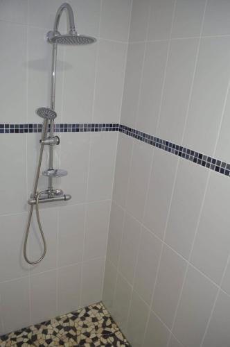 une douche dans une salle de bain avec une pomme de douche dans l'établissement Gite Du Clos Pommier, à Chavot-Courcourt
