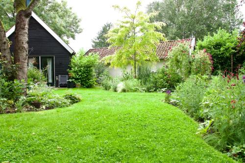 a yard with green grass and a house at Theetuin en B & B 'De Theetuin' in Wijckel