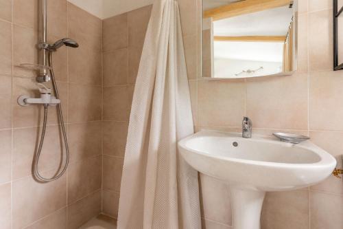 a bathroom with a sink and a shower at Nid Douillet très paisible in Saint-Auban