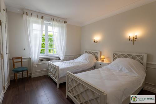 une chambre avec deux lits et une fenêtre dans l'établissement Puncho, à Millau