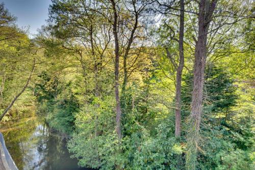 a river in the middle of a forest with trees at The Grain Rooms at Spindlestone in Lucker