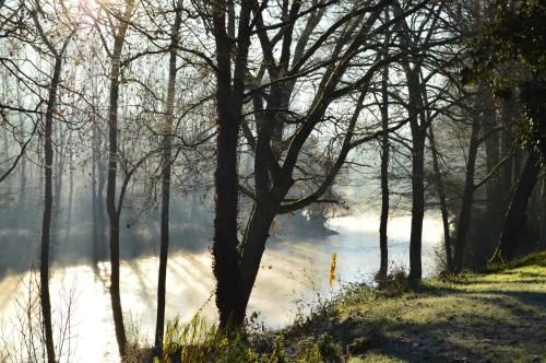 a body of water with a group of trees at L'Escalère in Arnaud-Guilhem
