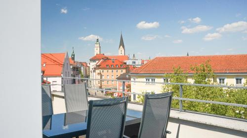 Μπαλκόνι ή βεράντα στο Panorama Stadtblick Penthouse 105qm Maisonette Oldtown