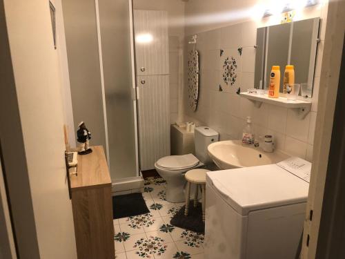 une petite salle de bain avec toilettes et lavabo dans l'établissement Agréable studio cœur de Nice, à Nice