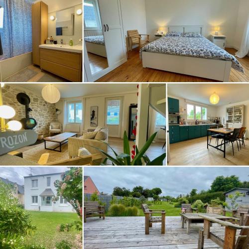 un collage de photos d'une maison dans l'établissement Ty Leroux - wifi - centre bourg, à Crozon