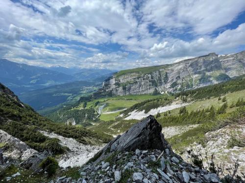 a view from the top of a mountain at Luxury family Chalet with extraordinary Mountain views in Trin