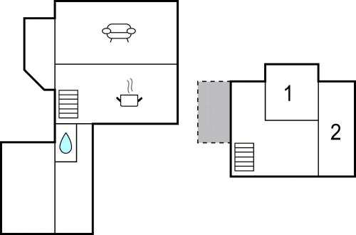 a schematic diagram of a house with two toilets at Cozy Home In Nørre Alslev With Wifi in Nørre Alslev