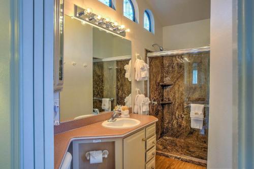 a bathroom with a sink and a shower at Getaways at Sedona Pines Resort in Sedona