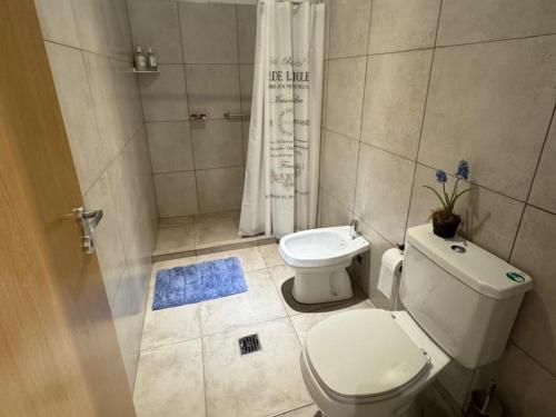 a bathroom with a toilet and a shower at Departamento Moderno y acogedor Villa María in Villa María