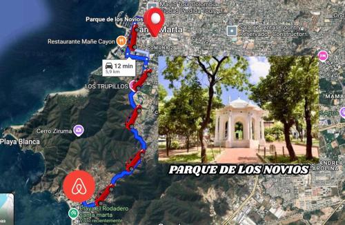 a map of parropolis de los novaeys at Condo-Panoramic Elevator-10 Min Walk-Rodadero Beach in Santa Marta
