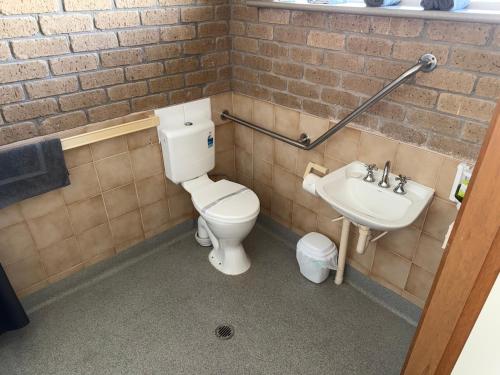 a bathroom with a toilet and a sink at Darling Junction Motor Inn in Wentworth
