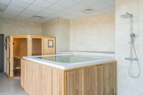 a large tub in a bathroom with a shower at Tiny House APT in Apt