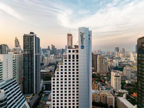 a view of a tall building in a city at Radisson Blu Plaza Bangkok in Bangkok