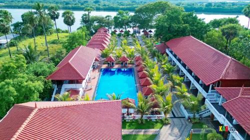 an aerial view of a resort with a swimming pool at JKAB Lagoon Resort in Walauttu