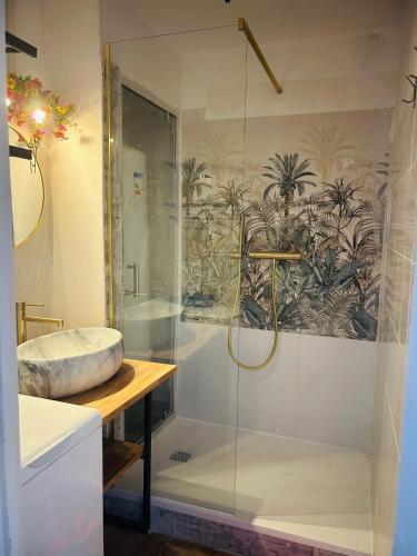 Koupelna v ubytování Vue Mer et à 20m de la plage Parking SEALECQUES