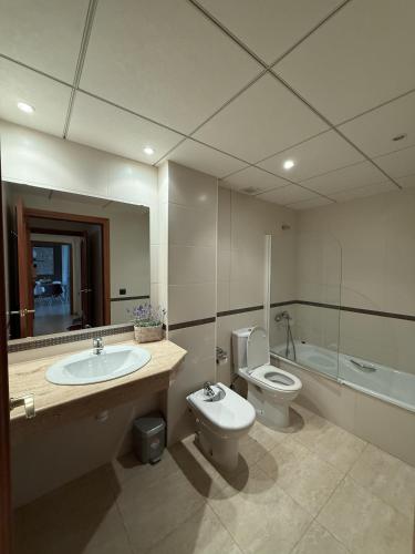 Bilik mandi di Apartamento la tierra