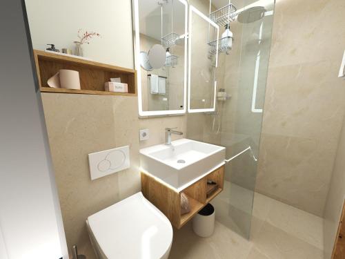 Koupelna v ubytování Hotel Garni Zimmermann