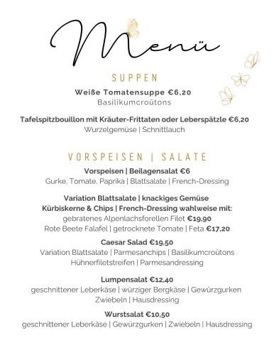a menu for a restaurant with a handwritten text at Gasthaus Rössle in Nenzing
