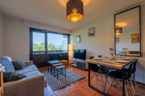 Posezení v ubytování Studio au pied des pistes Vue imprenable Grand Bo'