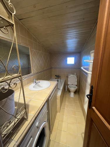 une petite salle de bain avec toilettes et lavabo dans l'établissement Casa Dume, à Calenzana