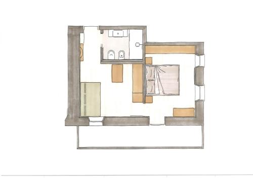 a drawing of a room with a window at La Genzianella Bormio in Bormio