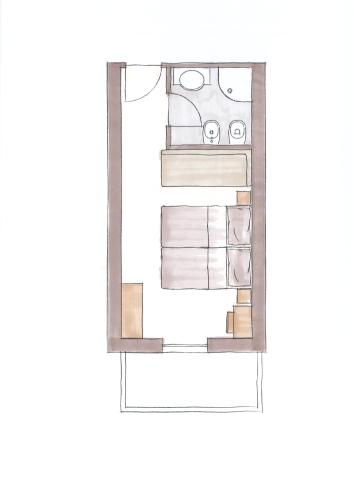 a sketch of a floor plan of a room at La Genzianella Bormio in Bormio