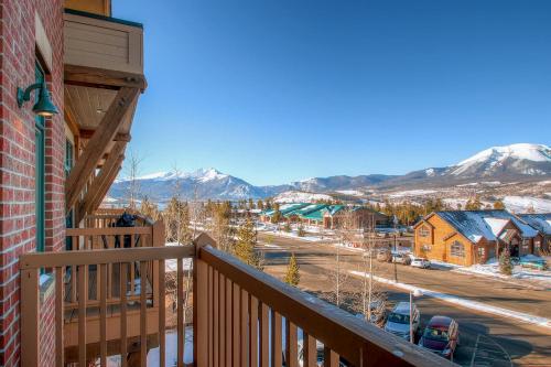 a balcony with a view of the mountains at Dillon Commons Studio in Dillon
