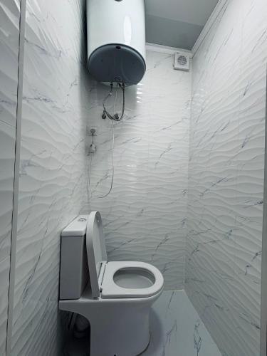 NarynにあるKochmon guesthouseのバスルーム(トイレ付)、壁の照明