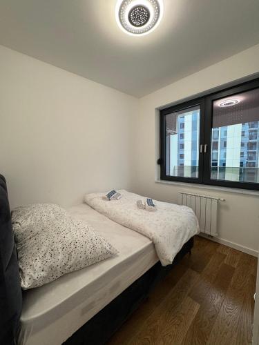 a bedroom with a bed and a window at Divna-Besplatan parking in Banja Luka