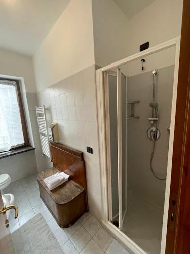 a bathroom with a shower and a toilet at Il cortile da Tania in Zanica