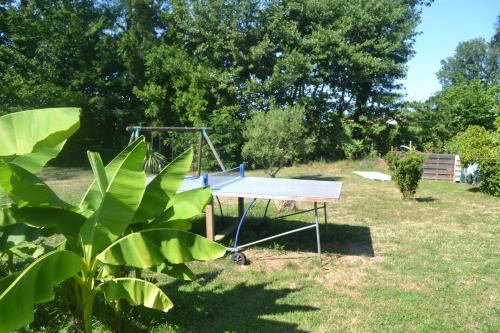a ping pong table in a field with trees at MAISON BERTINEAU proche Saint-Emilion in Néac
