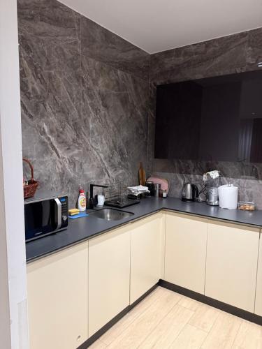 Kuchyň nebo kuchyňský kout v ubytování Apartment Deluxe Gold