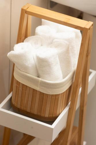 a basket of toilet paper on a shelf at TheJellyfishDream Sea-view Balcony Piraeus Escape in Piraeus
