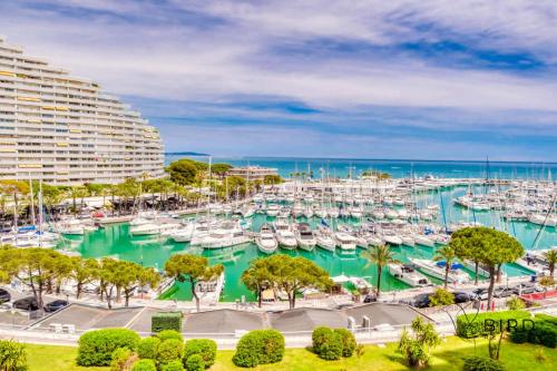 un port de plaisance avec des bateaux dans l'eau dans l'établissement A dream getaway by the sea, à Villeneuve-Loubet