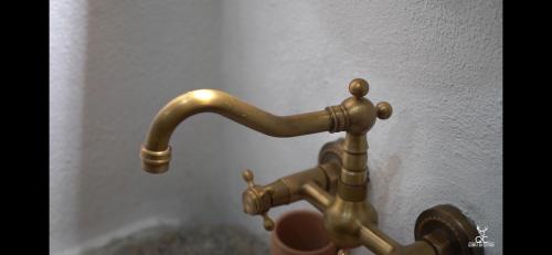 a brass sink faucet in a bathroom at Quinta da Coitada - Alojamento Local in Soutelo do Douro
