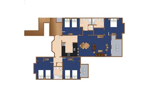 a floor plan of a house with blue at Avian Forest Four Bedroom, Three Bath, Golf Villa in Pawleys Island
