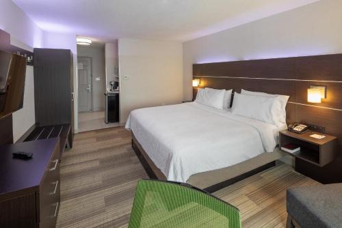 a hotel room with a bed and a desk at Holiday Inn Express & Suites Chicago West - St Charles by IHG in Saint Charles
