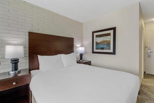 a bedroom with a large white bed and two lamps at Best Western Cedar Park Inn in Edmonton