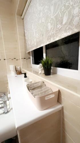 a bathroom with a sink and a window at Nilly apartment Richmond Close Birmingham b20 in Birmingham